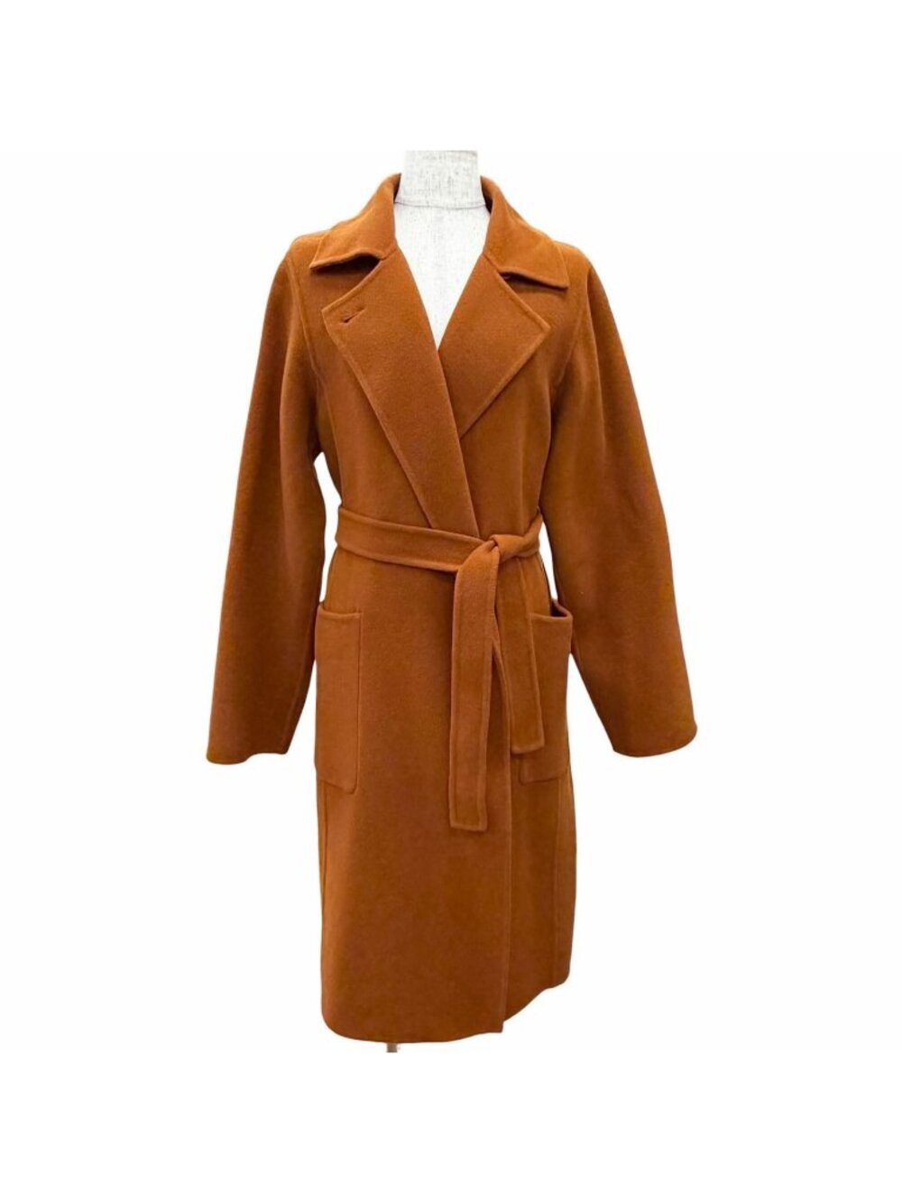 Max Mara Kuchitoama No Angora Cashmere Blend Logo Button Belt Wrap Coat Brown 40